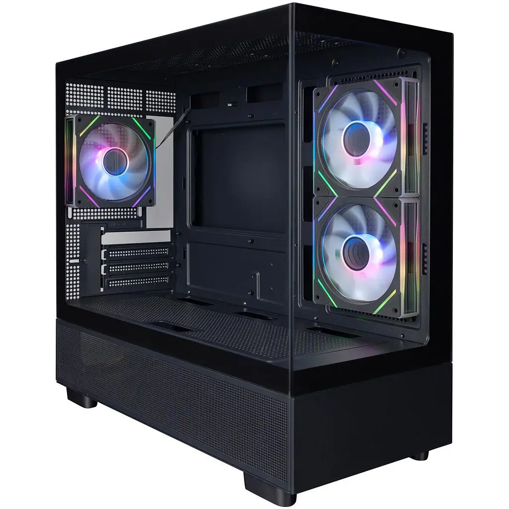 Корпус 1stPlayer Mi5-BK-2FC7R-1FC7, чорний без БП, Mini Tower, Micro ATX/Mini ITX, 1xUSB 3.0/1xUSB 2.0, макс. CPU - 185 мм /