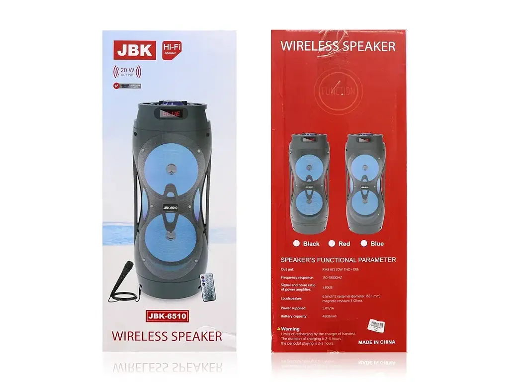Портативна Bluetooth колонка RIAS JBK-6510 6.5" RGB із мікрофоном 40W Black - фото 2
