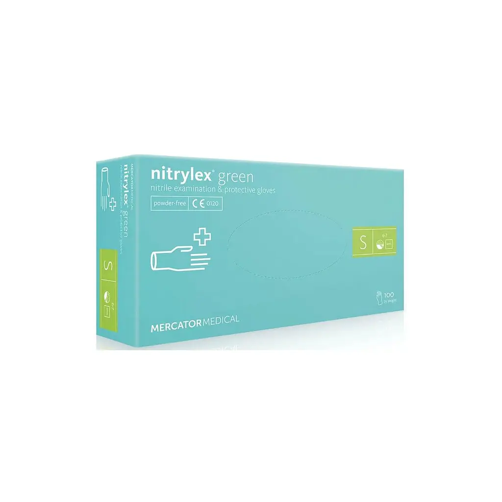 Рукавички нітрілові Mercator Nitrylex Green оглядові нестерильні неопудрені зелені S 50 пар - фото 2