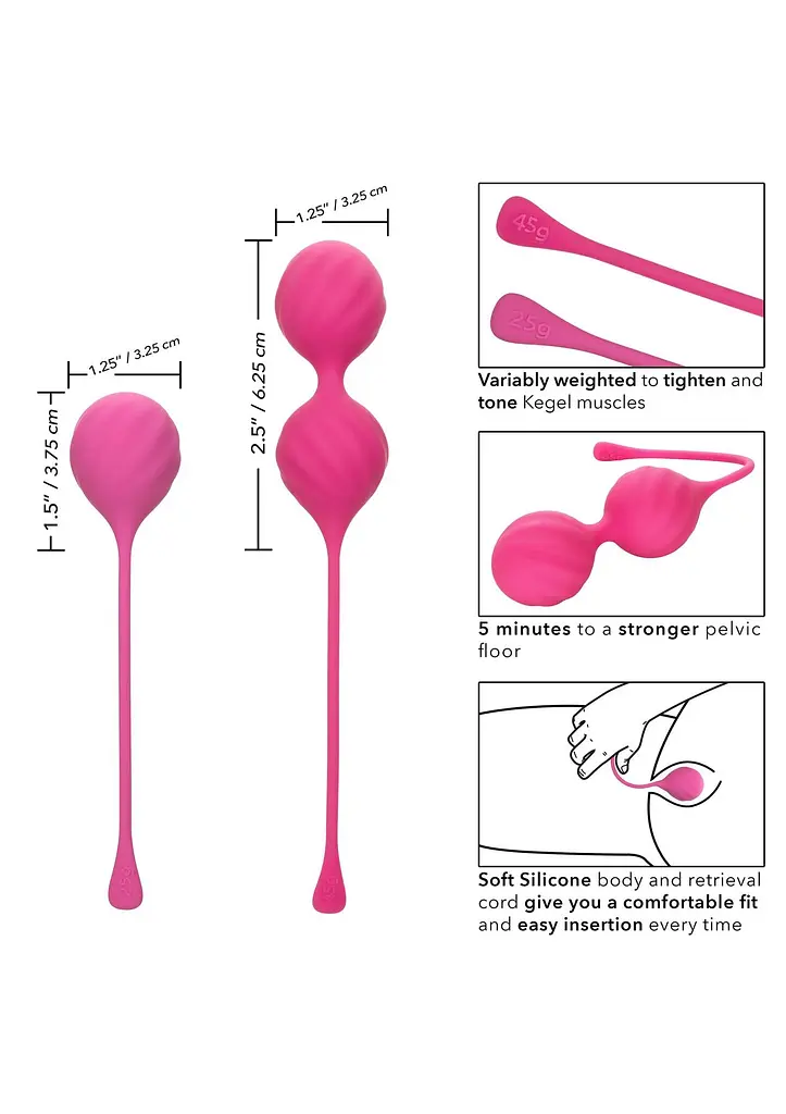 Набір вагінальних кульок Tighten Tone Kegel Training, 2шт., рожевий - фото 7