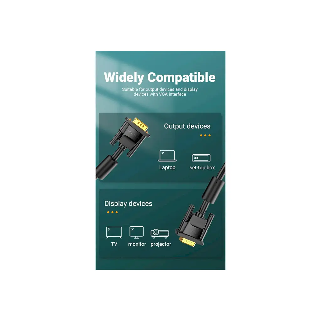 Кабель мультимедійний VGA M to VGA M 2.0m ferrite Vention (DAEBH) - фото 9