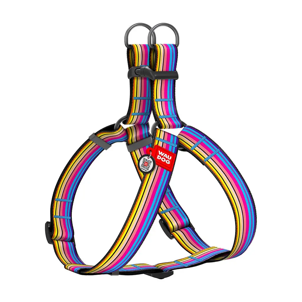 Шлея для собак WAUDOG Nylon з QR паспортом "Лінія 1" пластиковий фастекс XL (324-0006)