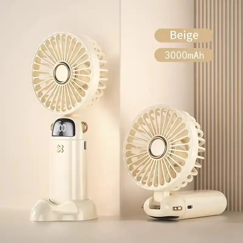 Портативний акумуляторний вентилятор на 5 швидкостей 3000 mAh 18,8 × 9 × 4,65 см Білий (00202)