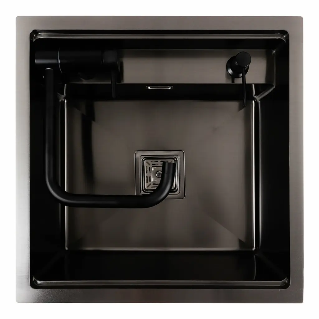 Кухонная мойка скрытая черная Platinum TZ 50x50, Черный - фото 7