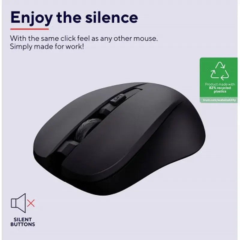 Мишка Trust Mydo Silent Wireless Black (25084) - фото 7