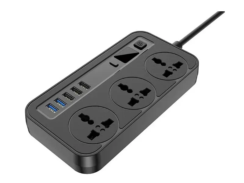 Мережевий фільтр-подовжувач Aspor A503 Auto Max Black (5USB/3.4A/2м) - фото 3