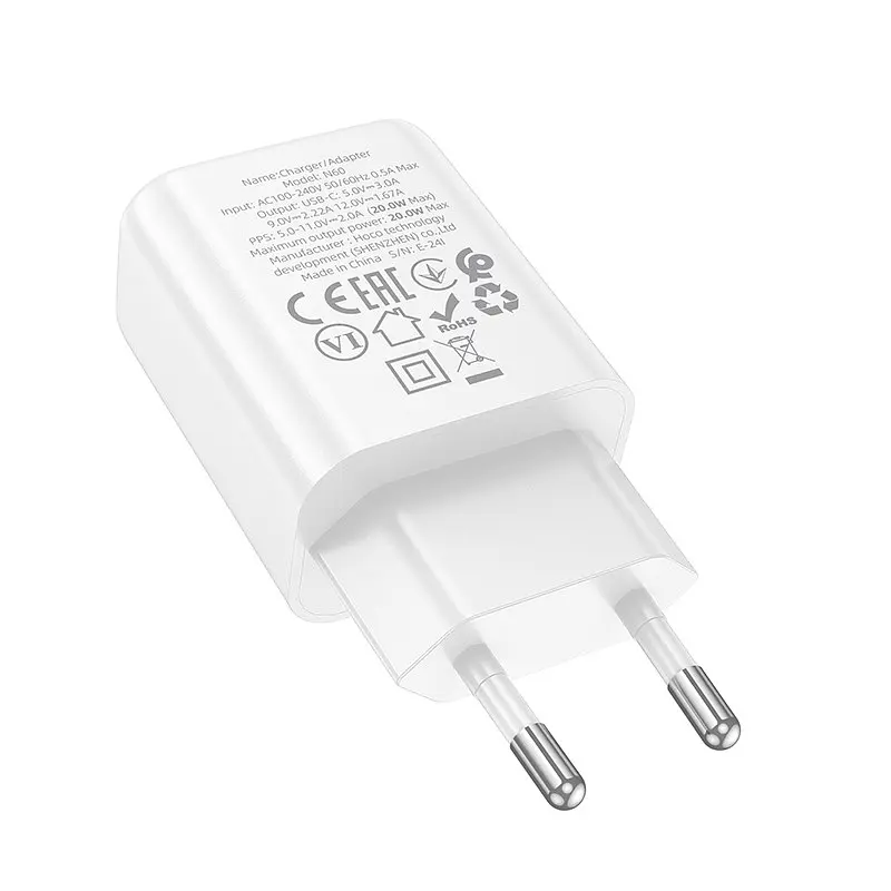 МЗП Hoco N60 Gentle PD20W (1USB-C) + кабель Type-C to Type-C White - фото 7