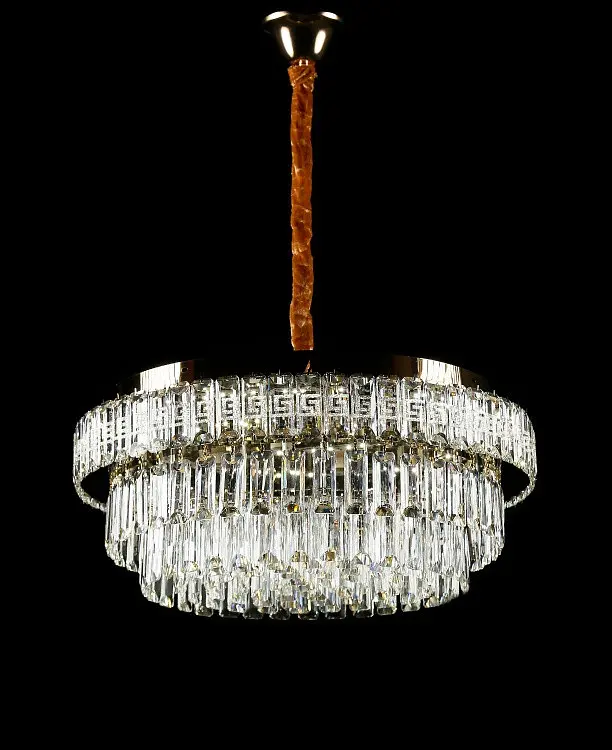Велика золота кришталева світлодіодна люстра Splendid Ray L2211/600/8+LED (SGD), 60 см на 8 ламп з дистанційним керуванням - фото 4
