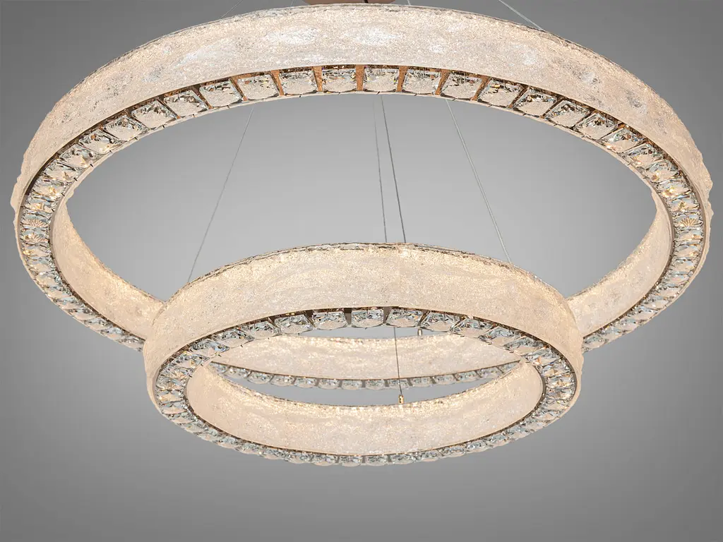 LED підвісна люстра Diasha 662/800+500GD 2 кільця золото 142Вт пульт - фото 4