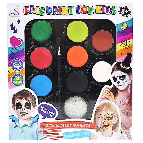 Аквагрим набір 8 кольорів Face Paint For Kids – дитячий боді-арт для творчості та святкових образів - фото 3