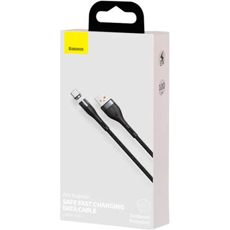 Кабель Baseus Zinc Fabric Magnetic Cable USB to Type-C 3A 1m CATXC-MG1 Black-Grey - фото 6