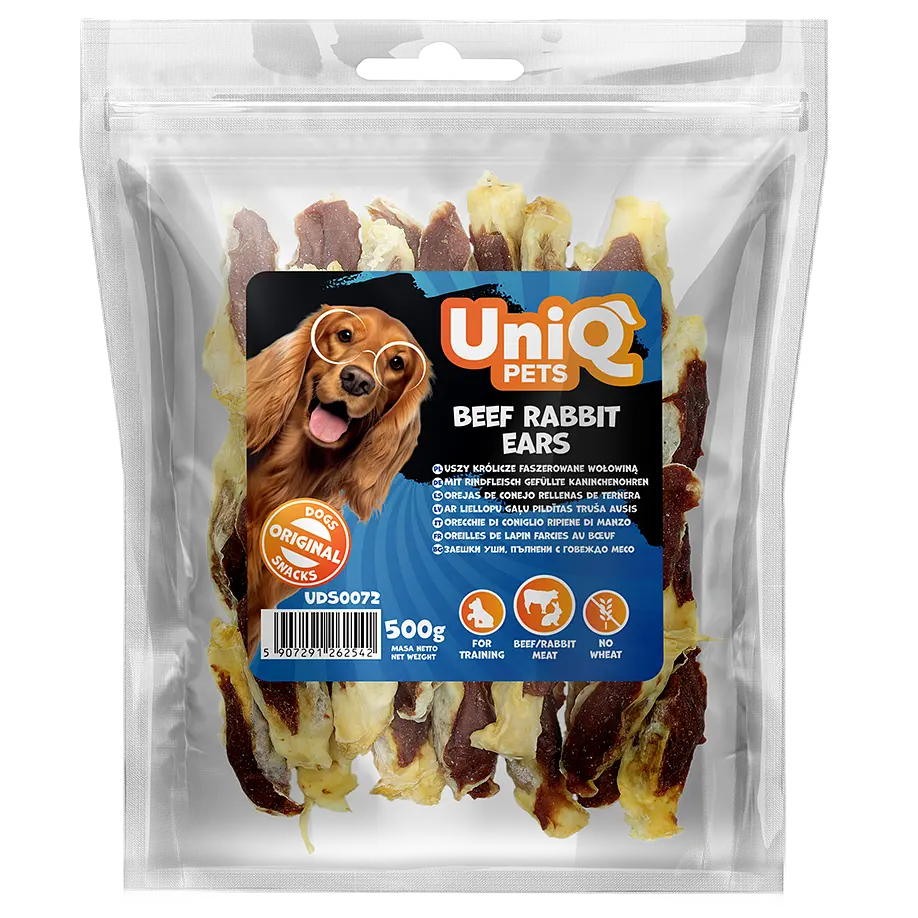 Ласощі для собак UniQ PETS Кролячі вуха з яловичиною, 500 г - фото 4