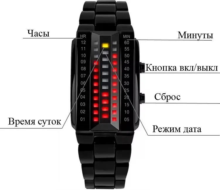 Унікальний бінарний чоловічий годинник Skmei 1035 (Чорний) - фото 8