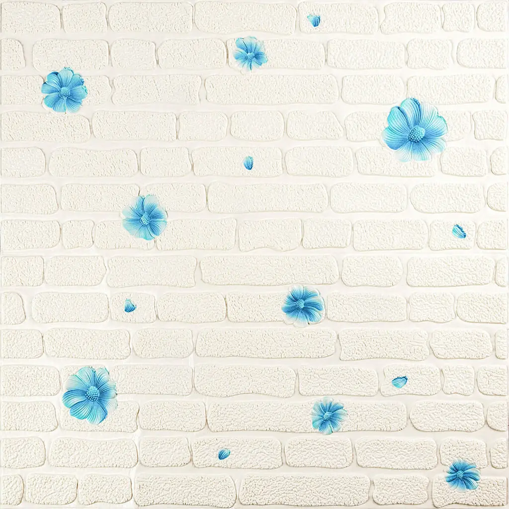 Панель стінова 3D Sticker Wall 700х700х4мм Блакитні квіти SW-00001977