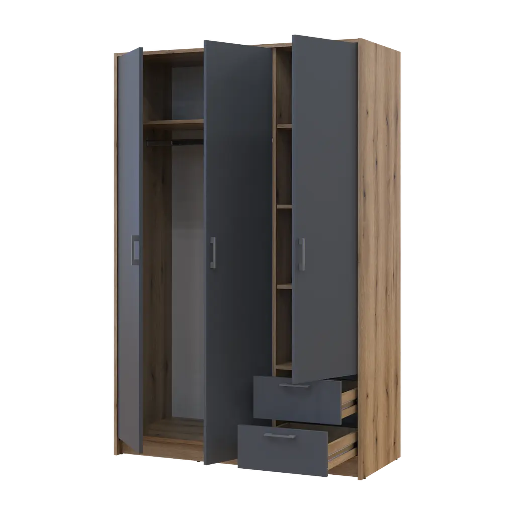 Шафа для одягу Doros Ронді Дуб Артизан/Графіт 3ДСП 121х52х195 (80737814) - фото 2