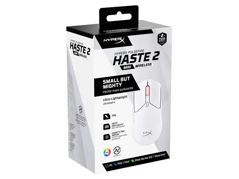 Миша HyperX Pulsefire Haste 2 Mini Wireless white (7D389AA) - фото 9