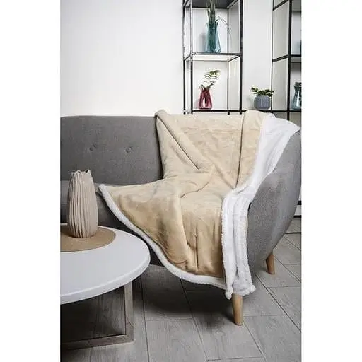 Ковдра Soho Plush hugs Beige флісова, 200х150 см, бежева з білим (1222К) - фото 5