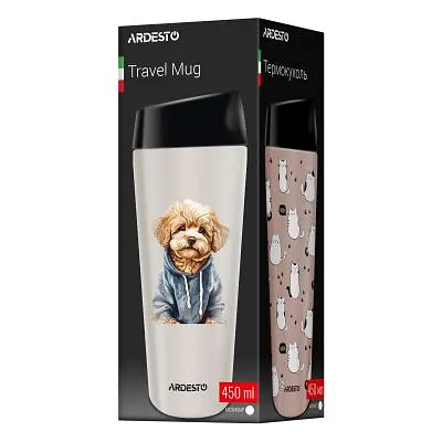 Термокружка Ardesto Coffee Time Maltipoo 450мл, нержавіюча сталь, бежевий (AR2645MP) - фото 6