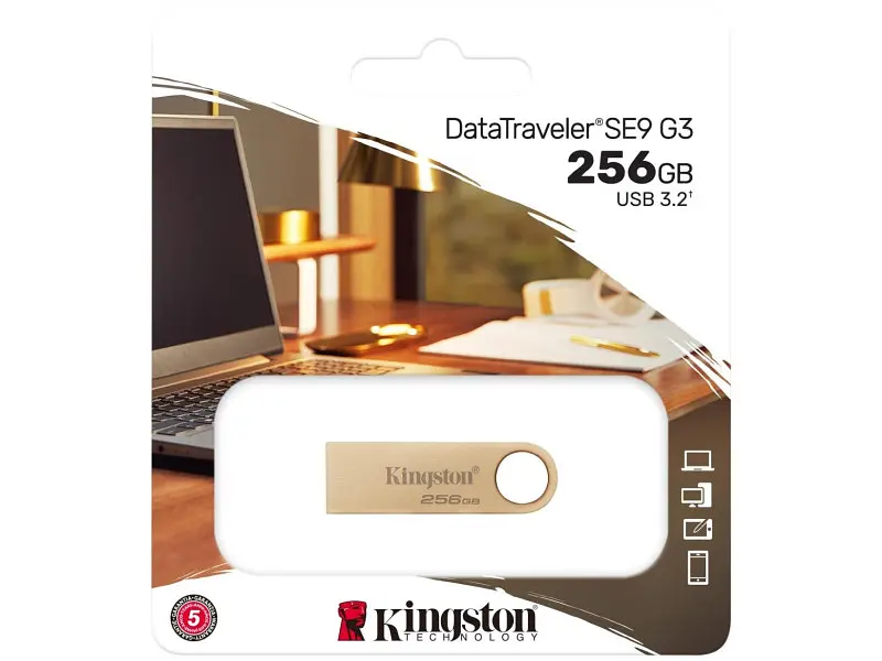 Флешка Kingston 256 GB DataTraveler SE9 Gen 3 Gold (DTSE9G3/256GB) - фото 4