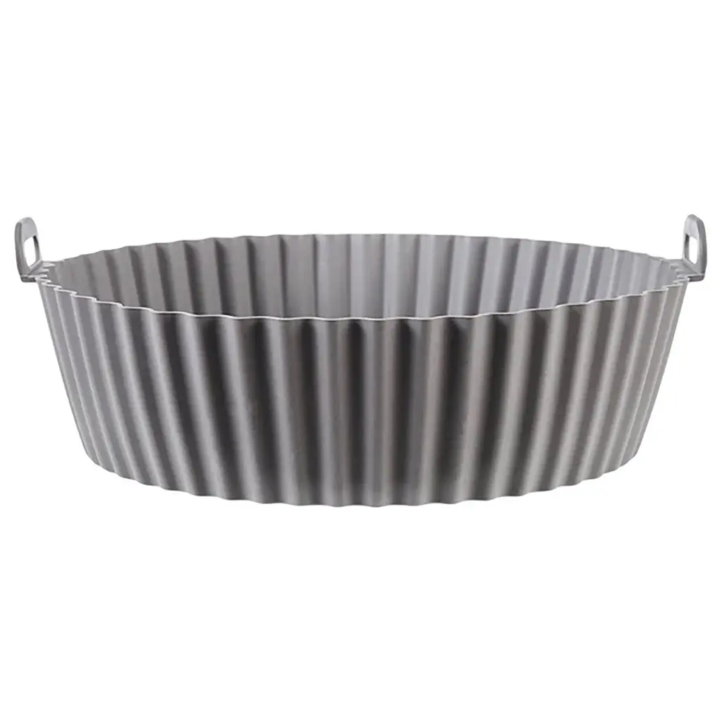 Круглая силиконовая форма для аэрогриля, духовки и мультипечи с высокими бортиками 6 см 20х20 см Серый 88343 - фото 3