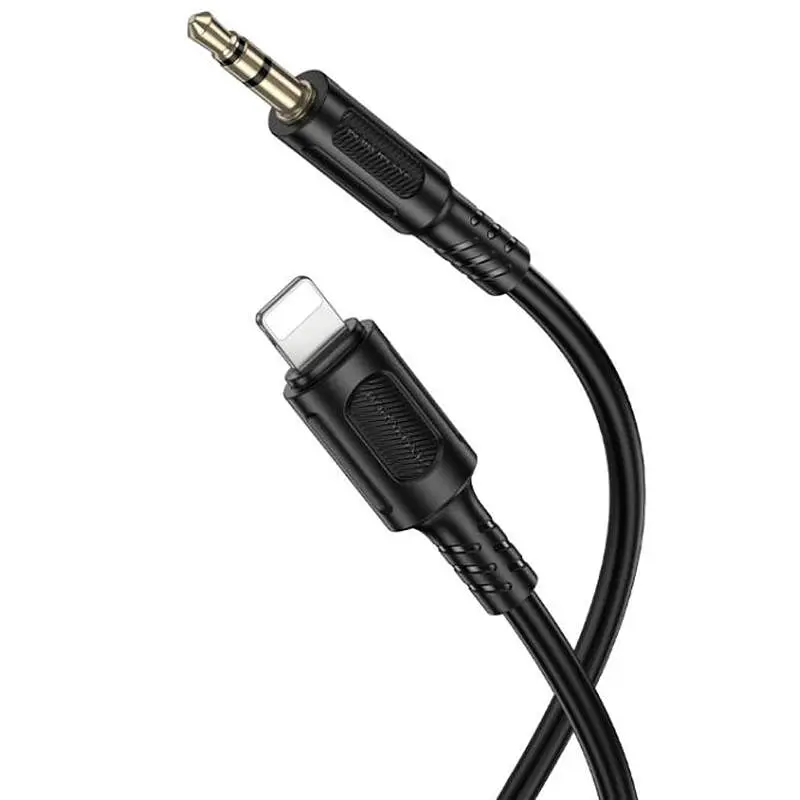 Аудіо кабель Aux Borofone BL25A Nice (Lightning to AUX 3.5mm) (1m) Black - фото 2