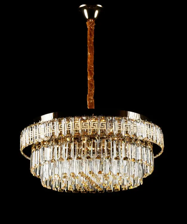 Велика золота кришталева світлодіодна люстра Splendid Ray L2211/600/8+LED (SGD), 60 см на 8 ламп з дистанційним керуванням - фото 3