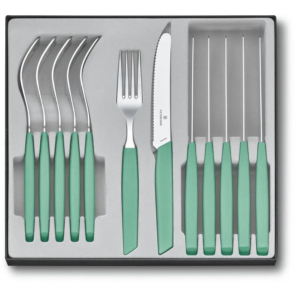 Набір кухонний Victorinox Swiss Modern Table Set 12шт з мятн. ручкою (6 ножів tomato 6 віделок)