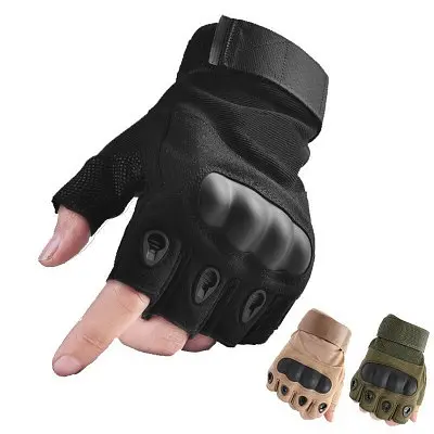 Мотоперчатки без пальцев Combat на липучке спортивные (Черный) L - фото 2