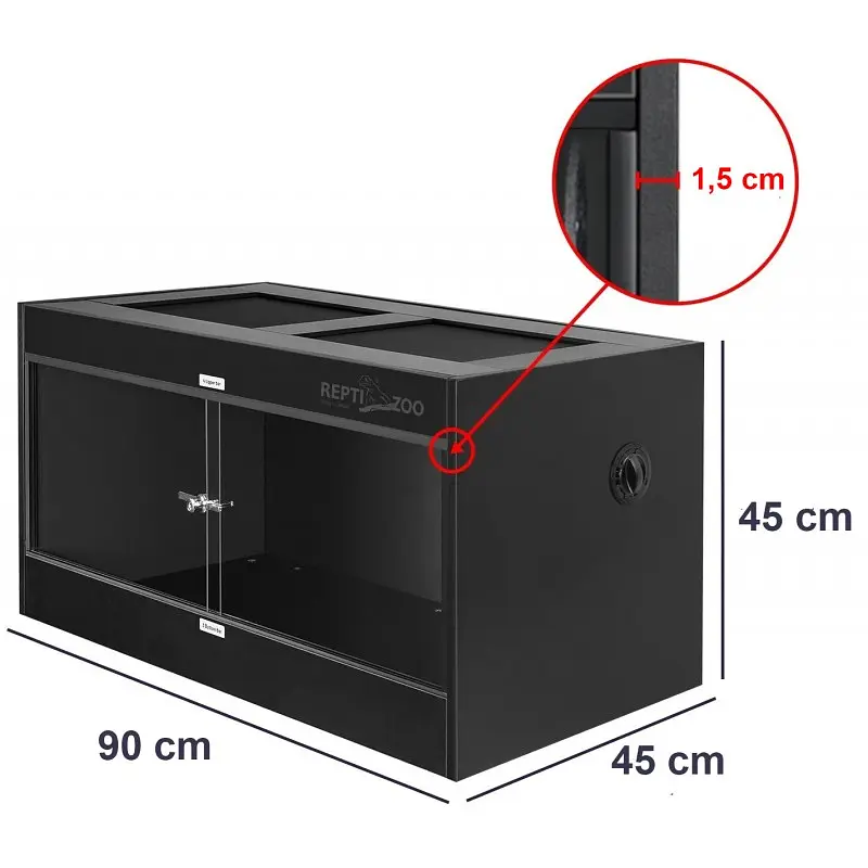 Тераріум з ПВХ Repti-Zoo Terrarium PVC 90x45x45 см (CN904545PN) з скляними дверцятами для рептилій і амфібій - фото 8