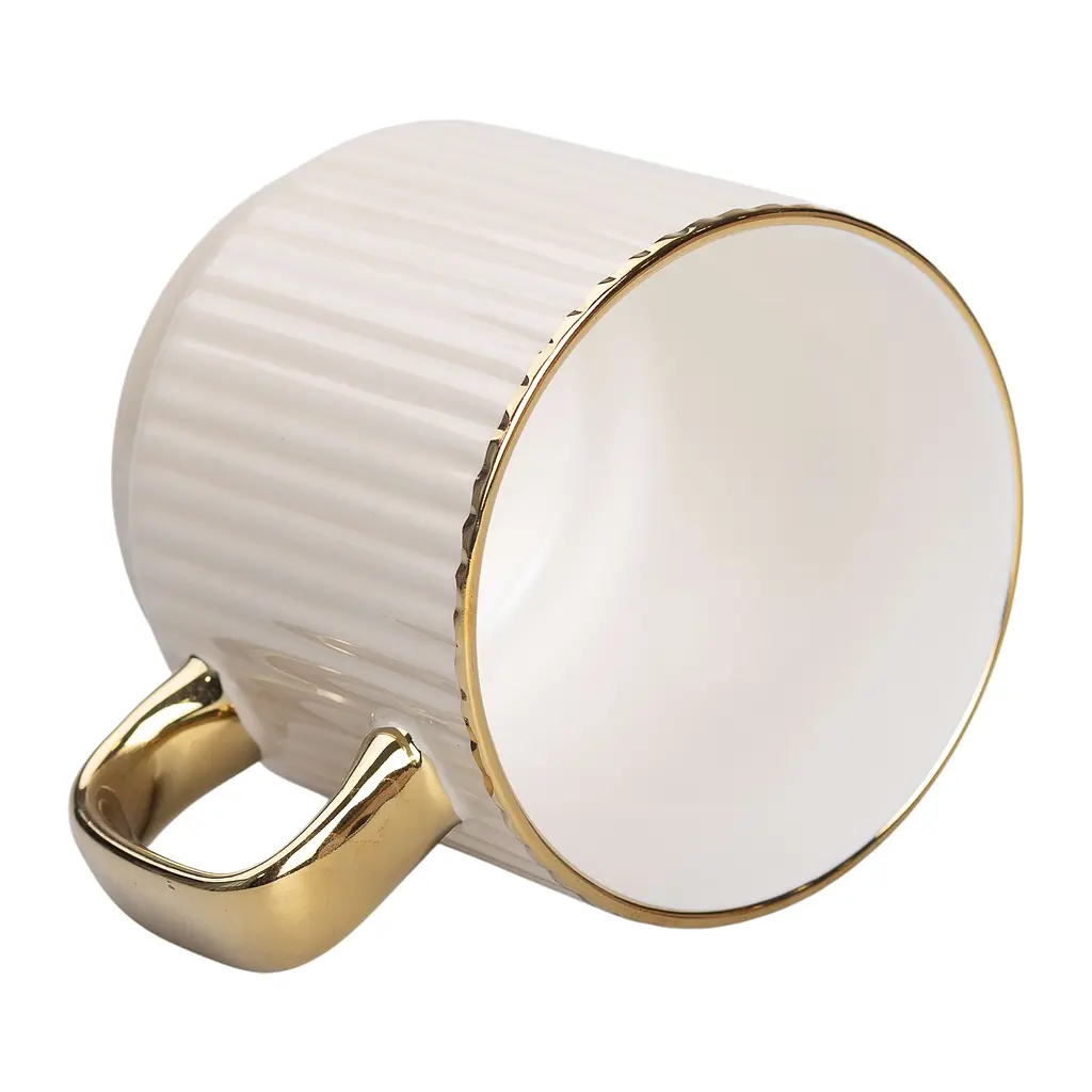 Чашка керамическая Liling Rongxiang Ceramic 300 мл рельефная бежевая RX-N231129BE - фото 3