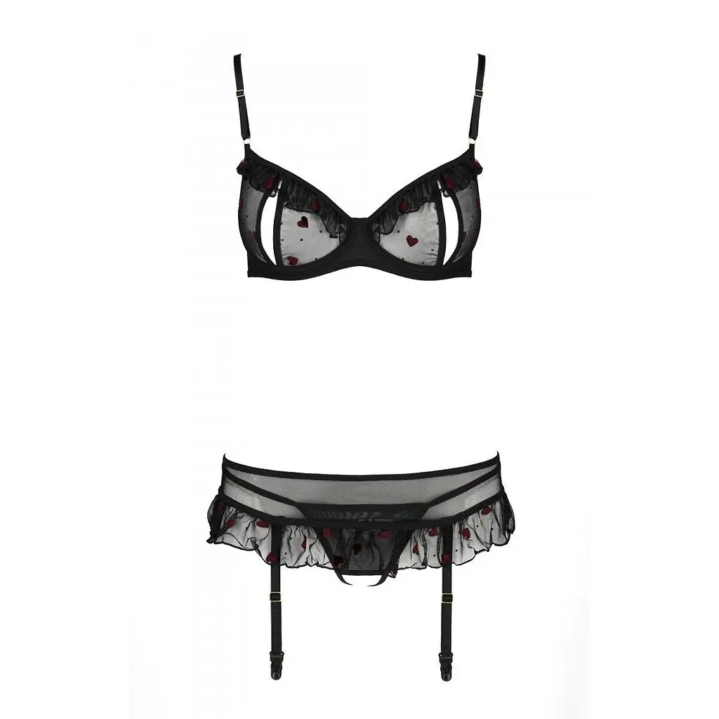 Сексуальний комплект з поясом для панчіх Passion LOVELIA SET S/M, black - фото 5