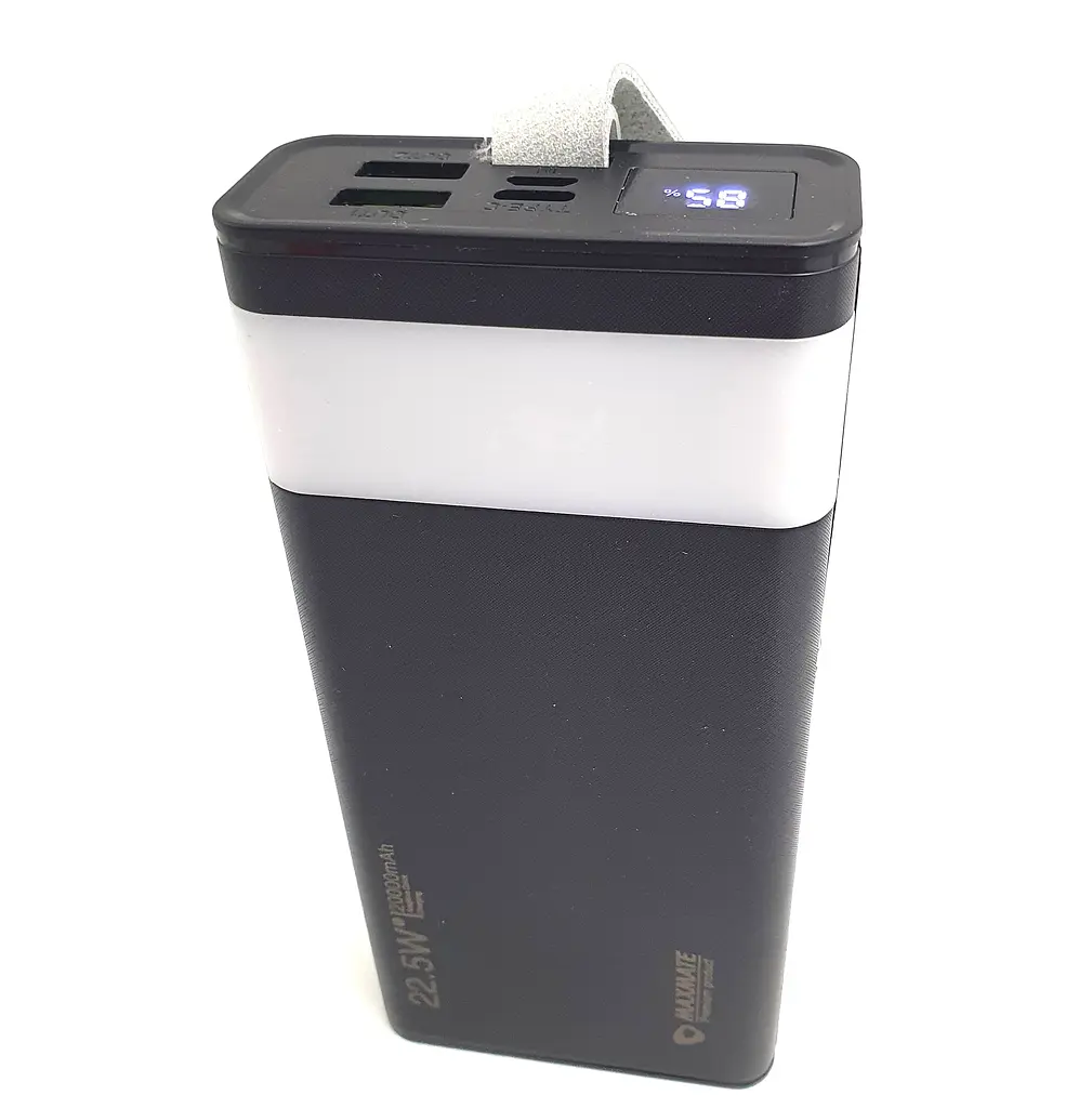 Потужний Повербанк із LED ліхтариком Power Bank із швидкою зарядкою 20000mAh 2USB /Type-C PD/QC 5A/22.5W Maxmate MMP20KP чорний - фото 5