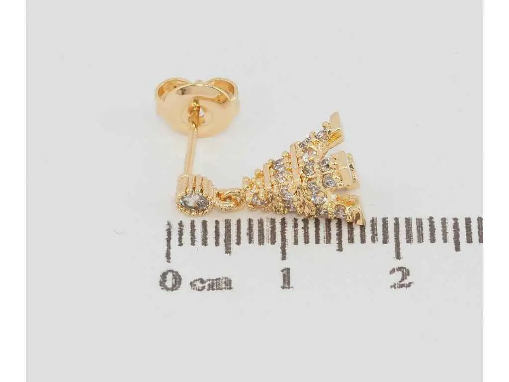 Сережки Xuping Позолота 18K пусети "Ейфелева вежа з цирконієм" (021254) - фото 2