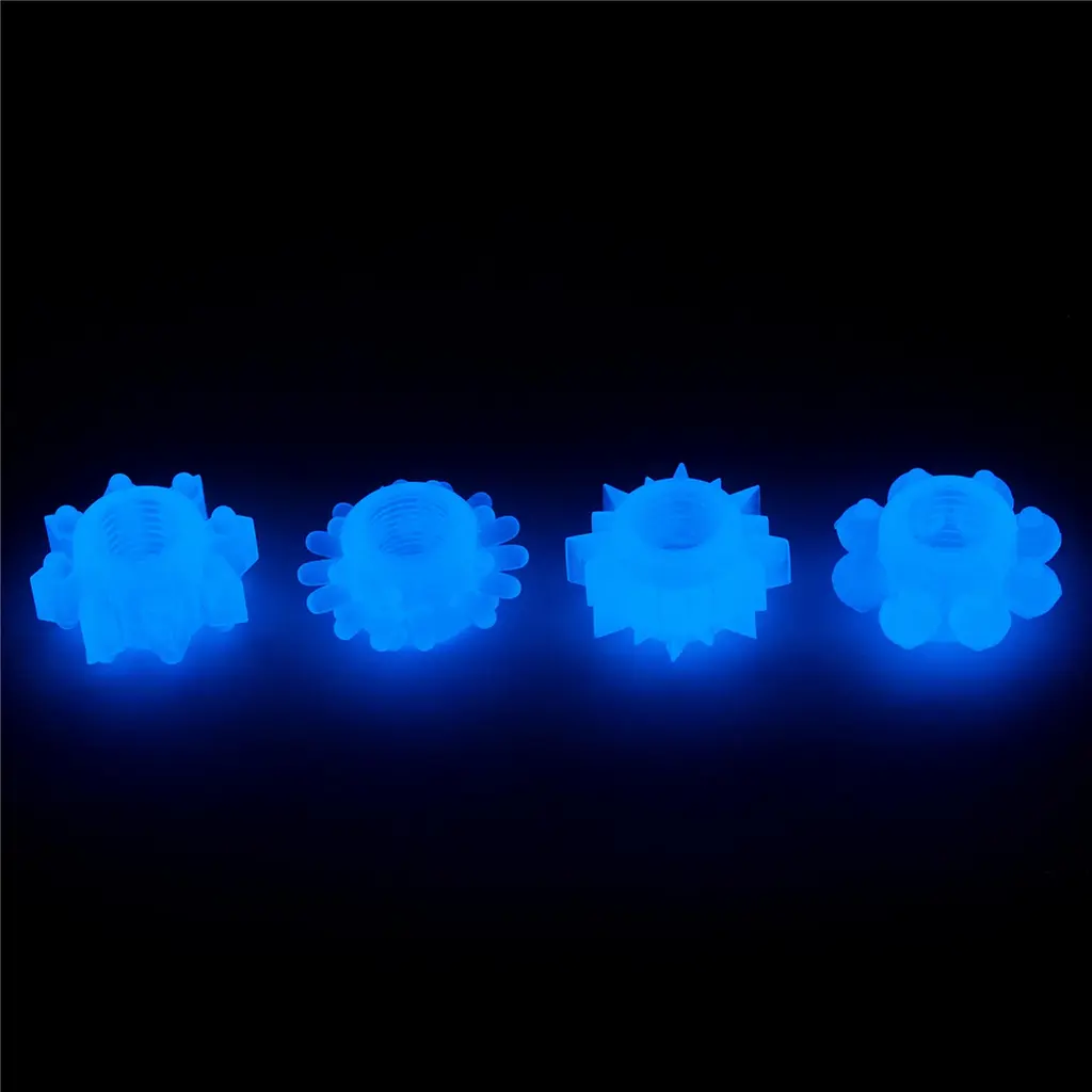 Набір ерекційних кілець Lovetoy Lumino Play Penis Ring 4 шт. блакитний - фото 5
