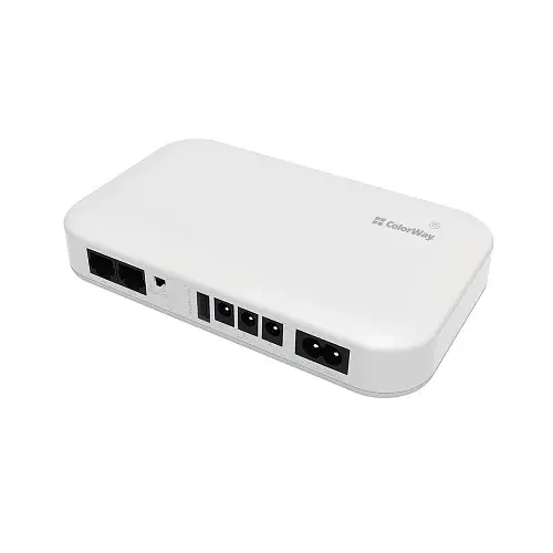 Джерело безперебійного живлення для роутера ColorWay Mini DC UPS, White, 10000 mAh (37Wh), 1xDC (12V/1.4A), 1xDC (9V/1.8A), 1xDC (5V/1.8A), 1xUSB (5V/1.8A), PoE (15V/1.3A / 24V/0.9A), індикатор заряду (CW-PB100LI3WT) - фото 2