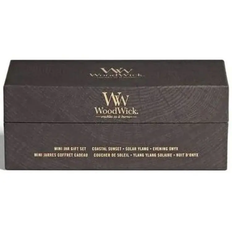 Набір свічок Woodwick mini Coastal Sunset Evening Onyx Solar Ylang Прибережний захід, вечірня орхідея, сонячний іланг 3 шт. х 85 г (1727429E) - фото 2