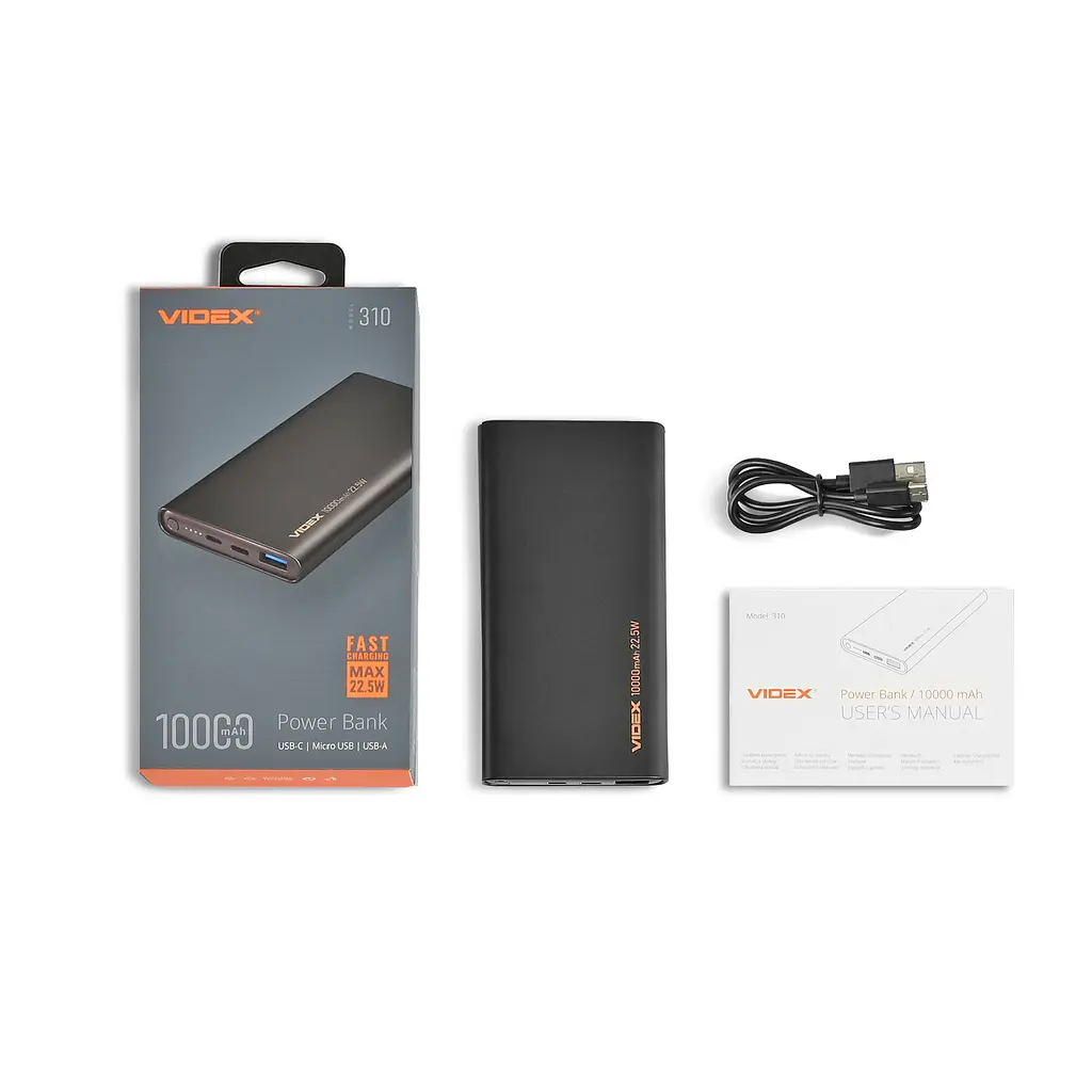 Павербанк 10000mAh VIDEX VPB-310 22.5W Black VIDEX (28292-000) - фото 7