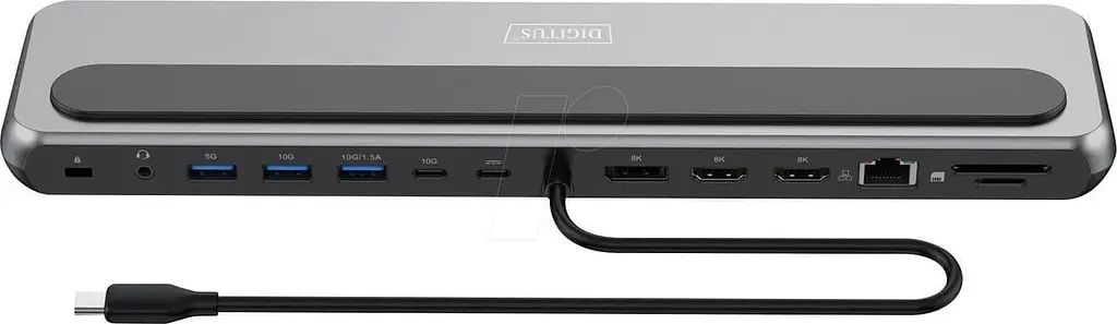 Док-станція Digitus USB-C 2xHDMI/1xDP/3xUSB-A/USB-C/RJ54/PD/Audio (DA-70919) - фото 3