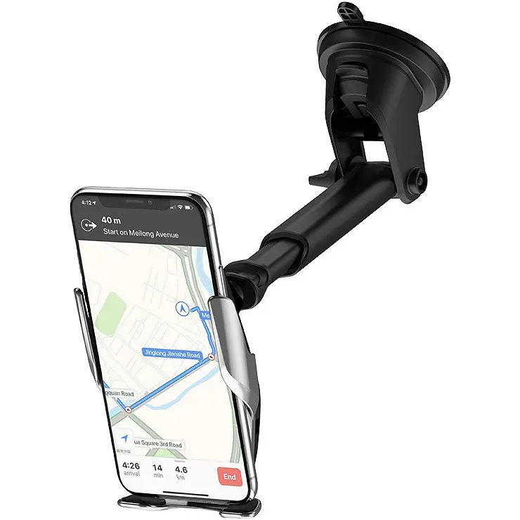 Автодержатель с беспроводной зарядкой Hoco S14 Silver [47311] - фото 4