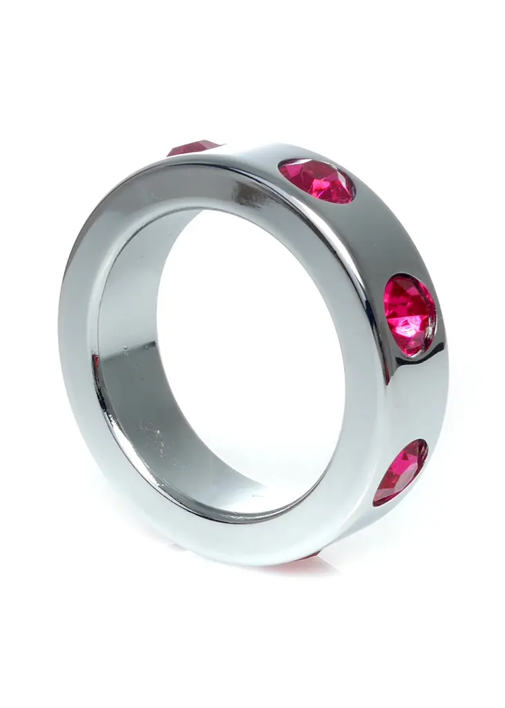 Pierścień-Metal Cock Ring with Pink Diamonds Medium Boss Series 64-00119 99077