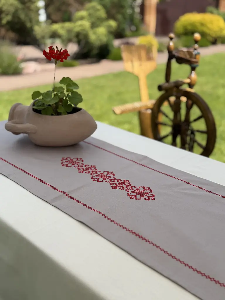 Ранер доріжка Ecotton 45x170 см для обіднього столу водовідштовхувальна в етно-стилі сіра (25260) - фото 4