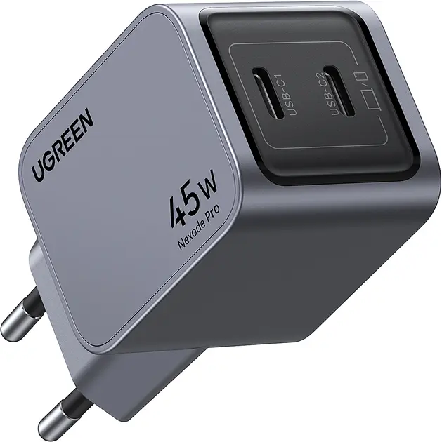 Зарядний пристрій UGREEN X707 2xUSB-C 45W PD GaN Tech QC4.0 PD3.0 сірий (35008) - фото 2
