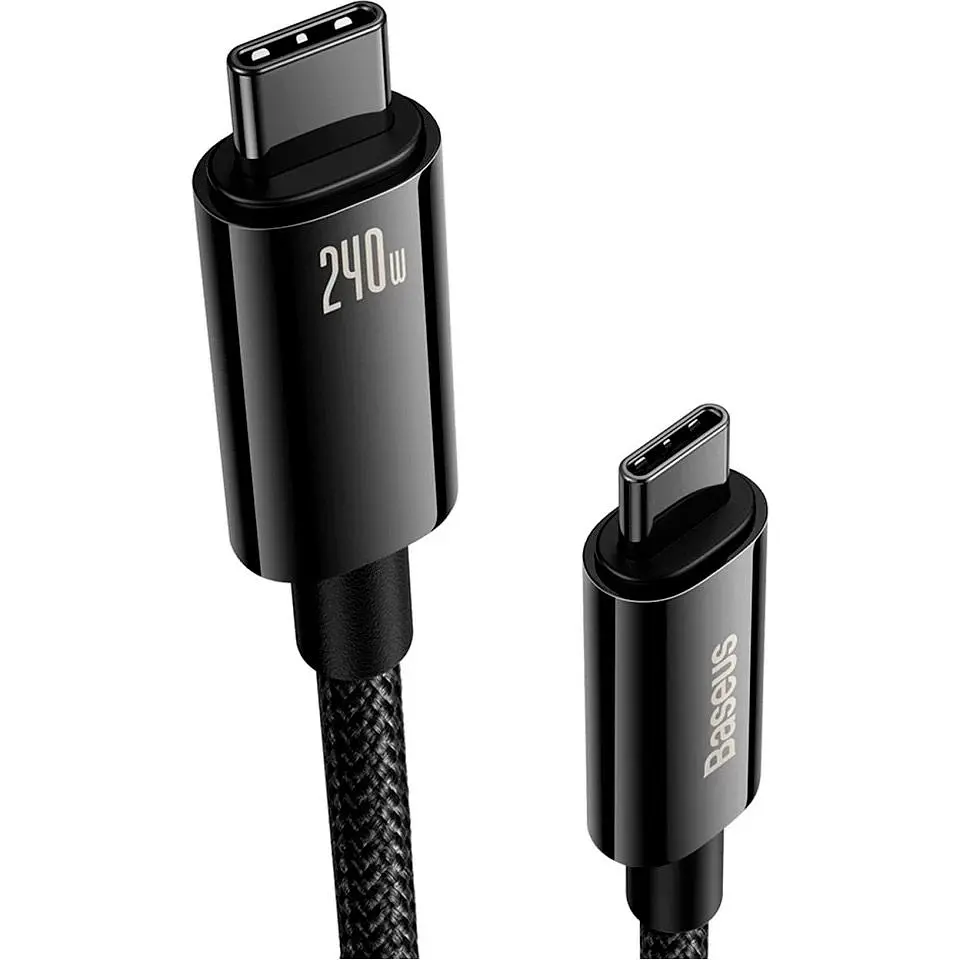 Кабель Baseus Tungsten Gold Fast Charging Data USB-C to USB-C 240W 3m Black (CAWJ040201) [90240] - фото 2
