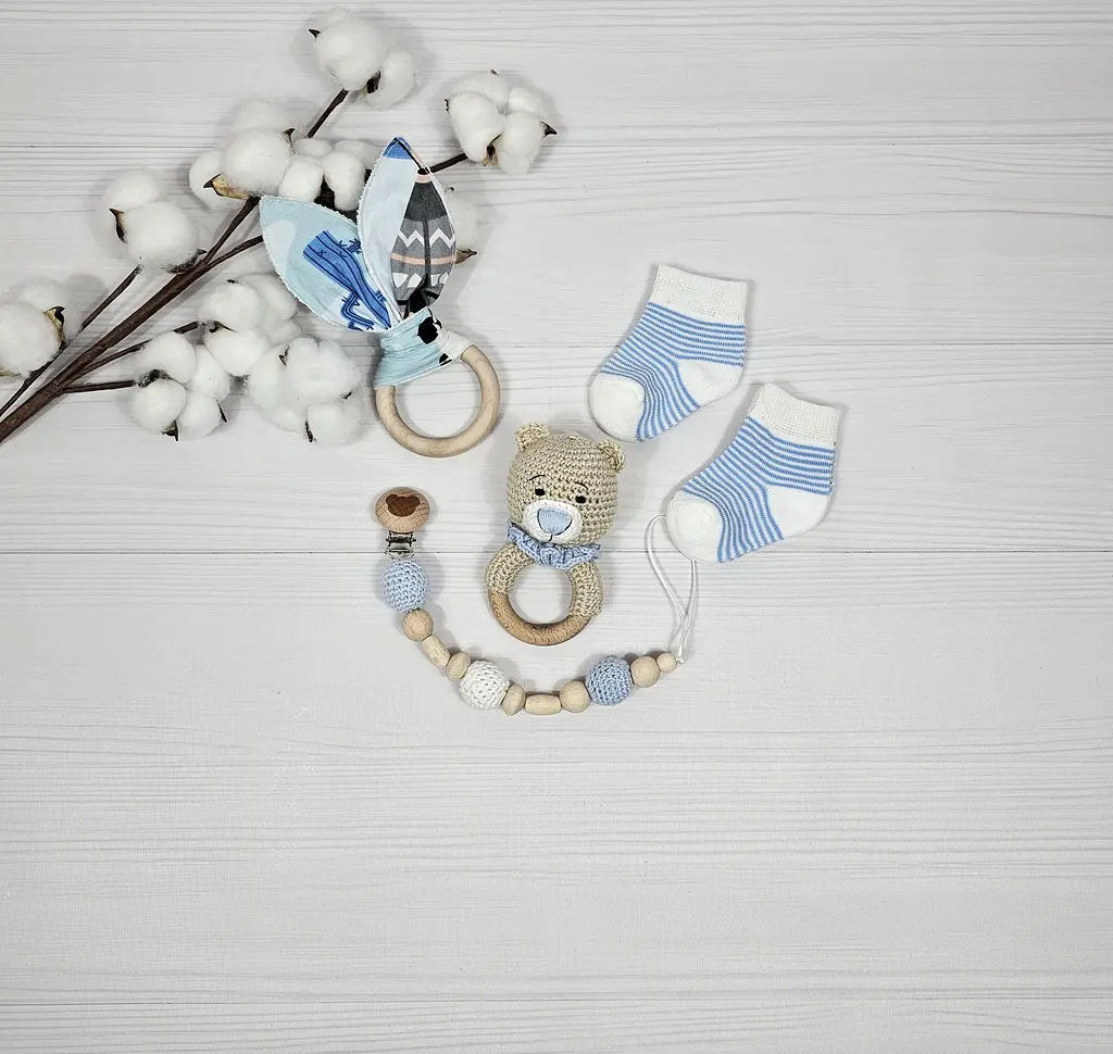 Букет з пелюшок для немовлят A.L.Babybox Панда індіанець 11 од. Блакитний (BU 25982970) - фото 2