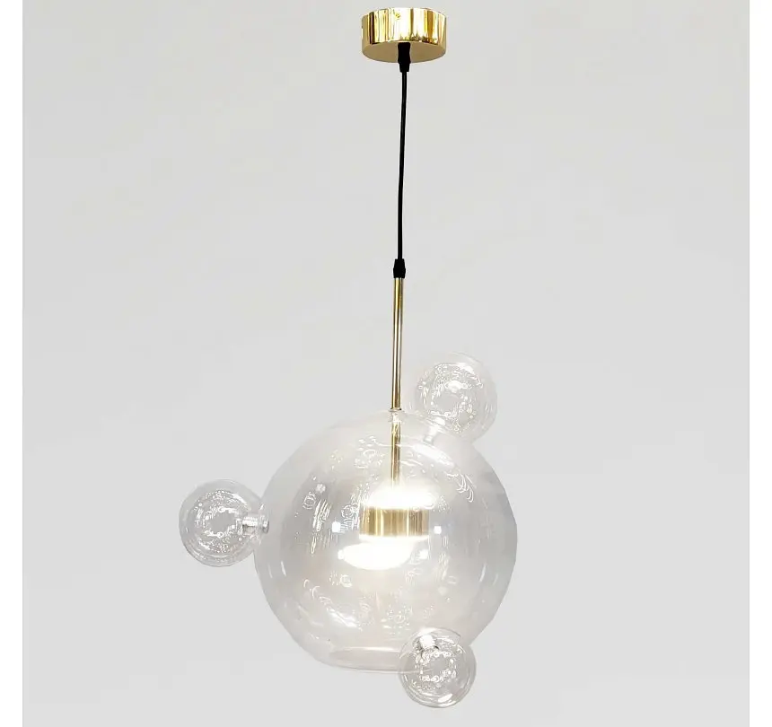 Світлодіодна підвісна люстра Artlight 81617/300-3GD з центральною скляною кулею та трьома декоративними кулями, 15W - фото 3