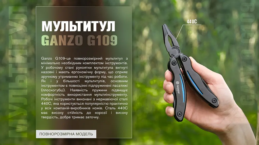 Мультитул Ganzo Multi Tool (G109), Чорний - фото 24