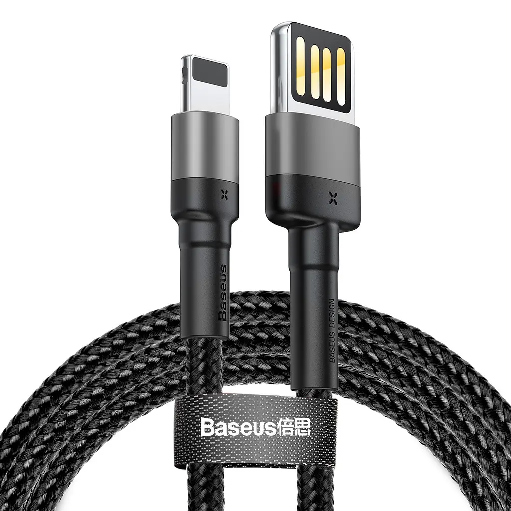 Кабель Baseus Cafule Special Edition Lightning USB 2.4 A 1m Black-Grey CALKLF-GG1 - фото 3