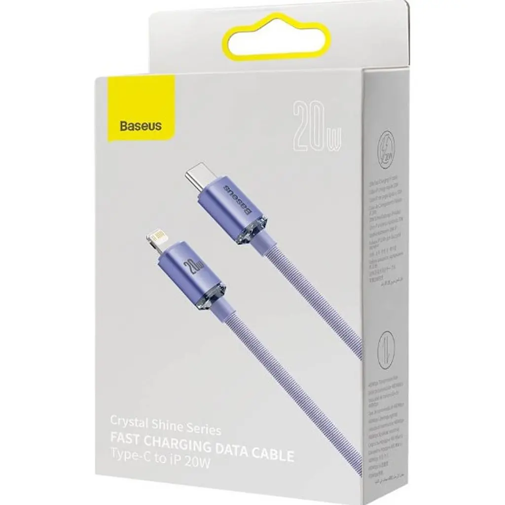 Кабель Baseus Crystal Shine Series USB-C to Lightning 20W 1.2m Purple (CAJY000205) [169543] - фото 3