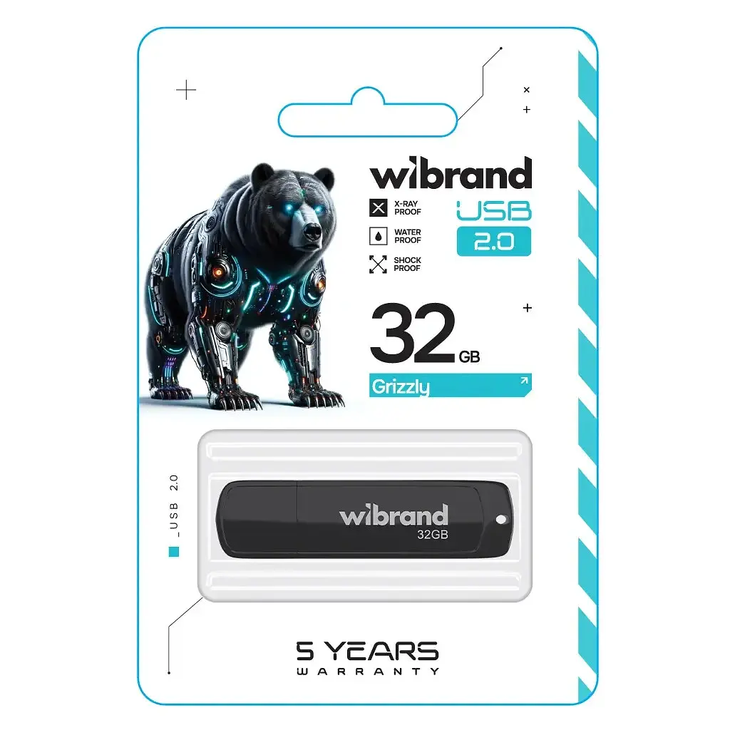 USB-флешнакопичувач Wibrand 32GB Grizzly чорний USB 2.0 (WI2.0/GR32P3B) - фото 2