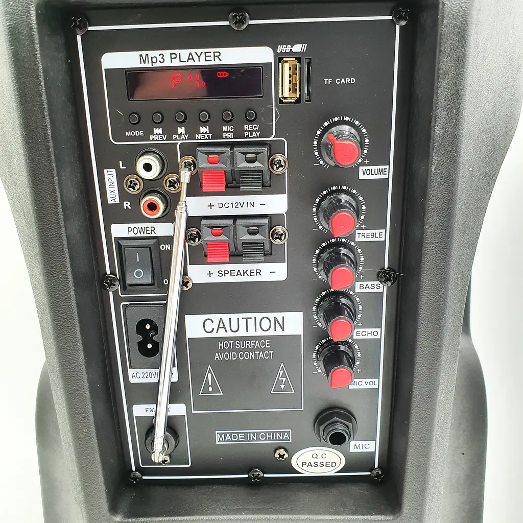 Акустична система акумуляторна колонка 10" з мікрофоном радіо Su-Kam BT100D 500 Вт чорна - фото 7